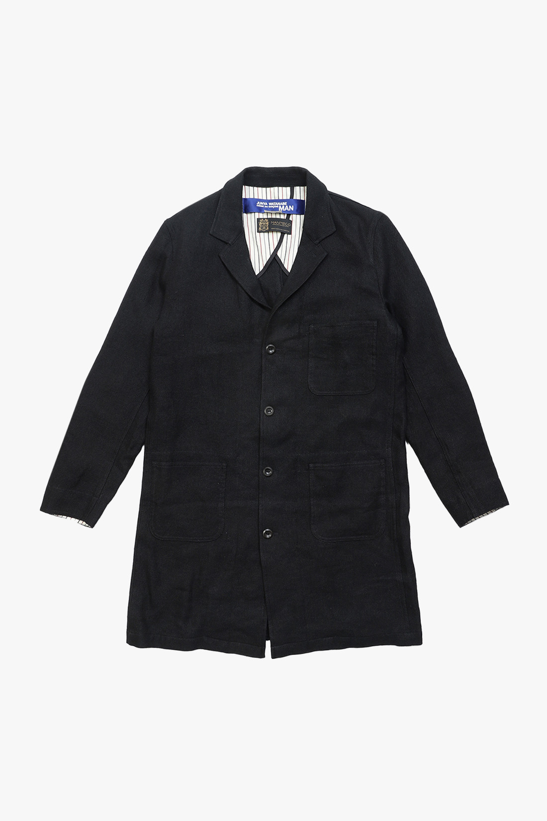 Wf-c401-w20 wool linen coat Black
