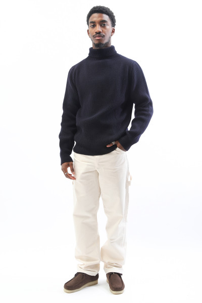 Lambswool pullover funnel neck Navy