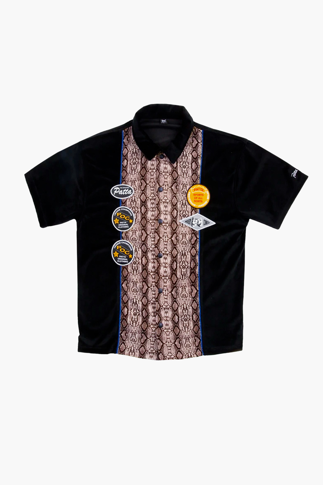 Patta velour bowling shirt Black/snakeskin
