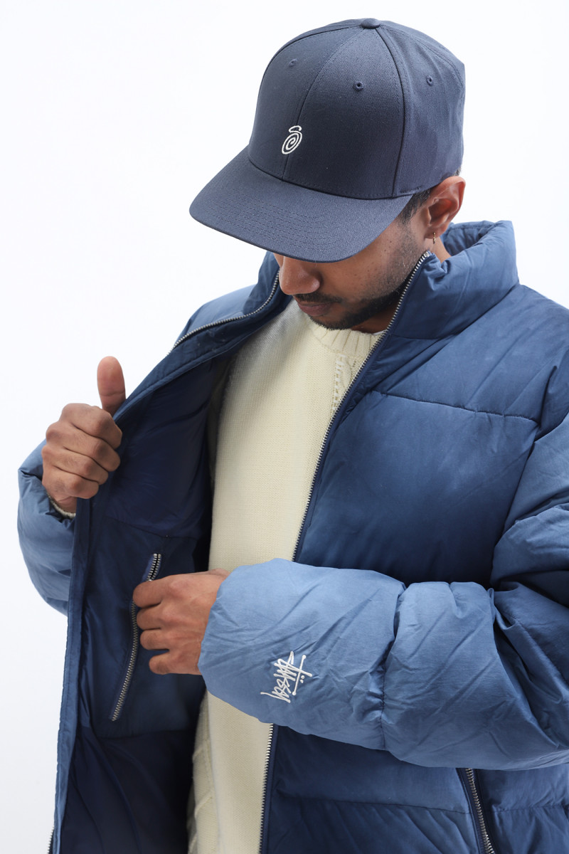 Stussy Recycled nylon down puffer Washed navy - GRADUATE STORE