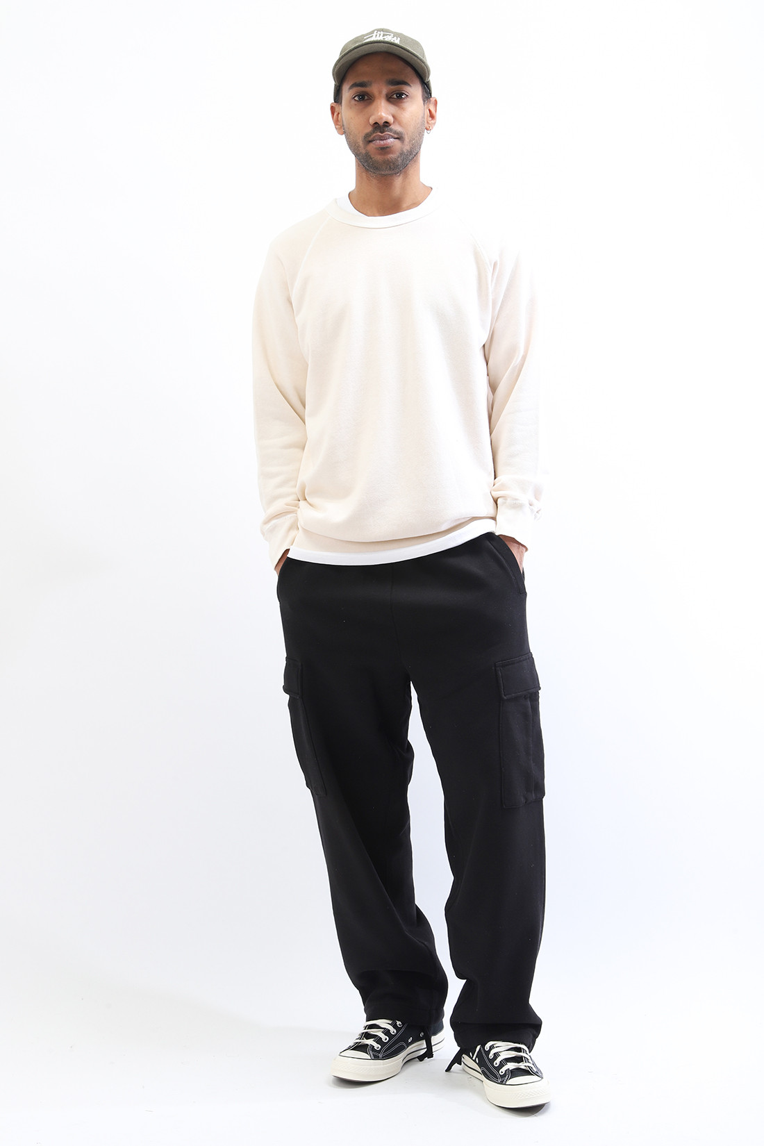 Raglan crew sweat P-natural