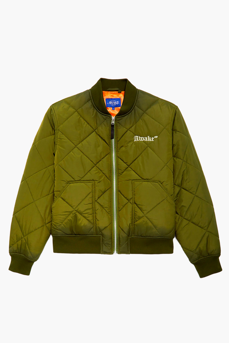 Awake ny Quilted patch bomber jacket Olive - GRADUATE STORE