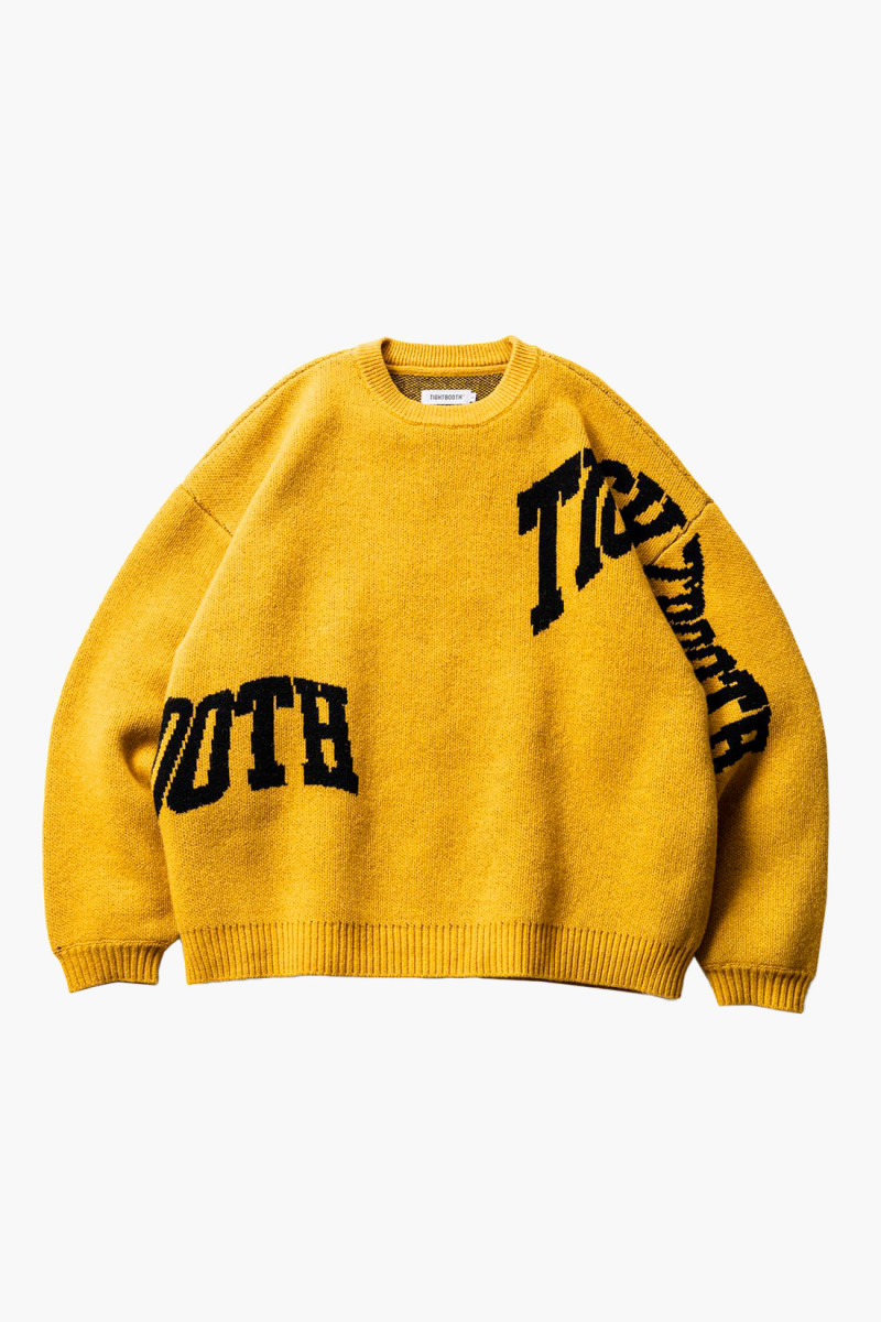 Acid logo knit sweater mustard