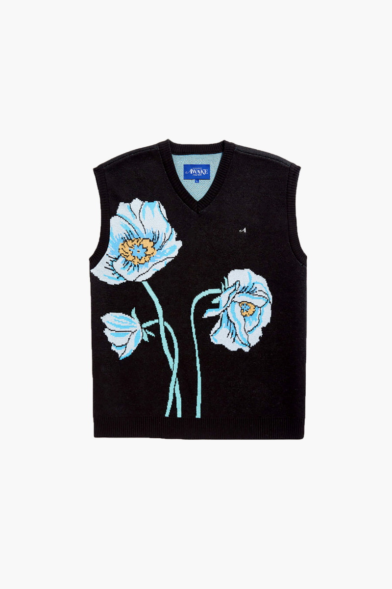 Awake ny Floral sweater vest Black - GRADUATE STORE