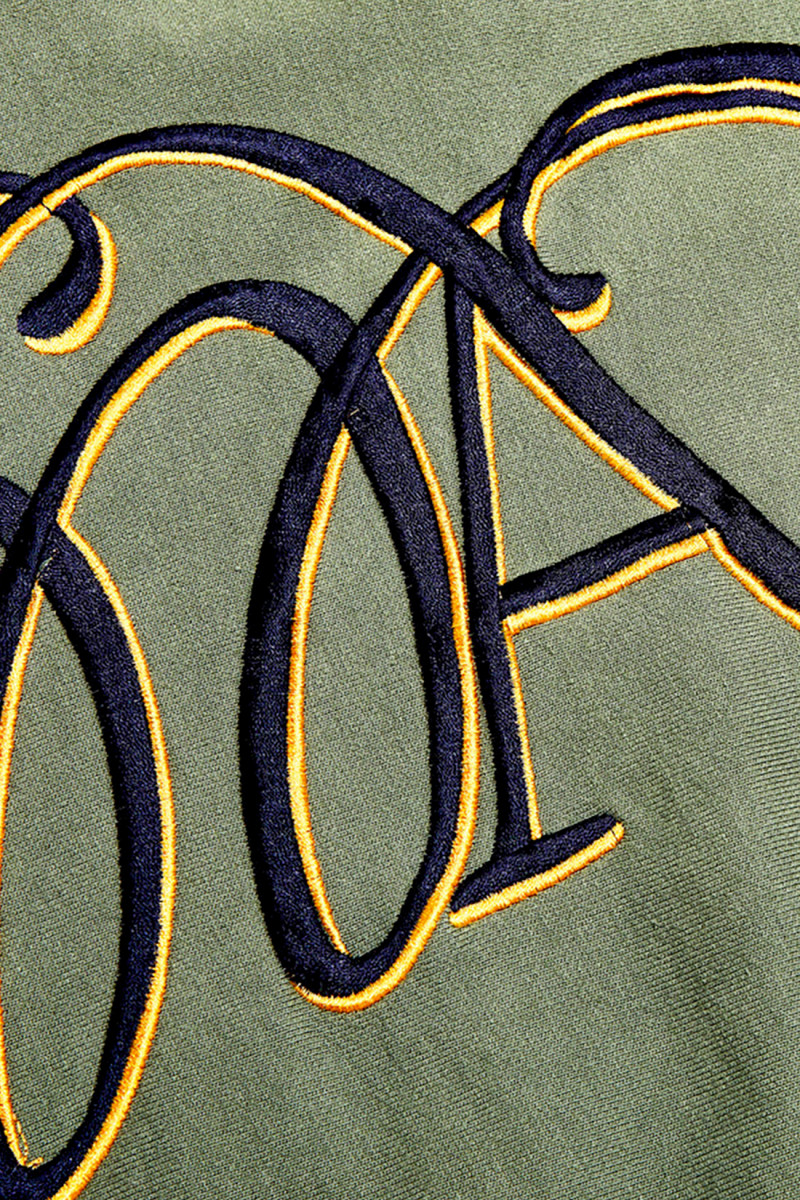 Script oversized embroidered Sage
