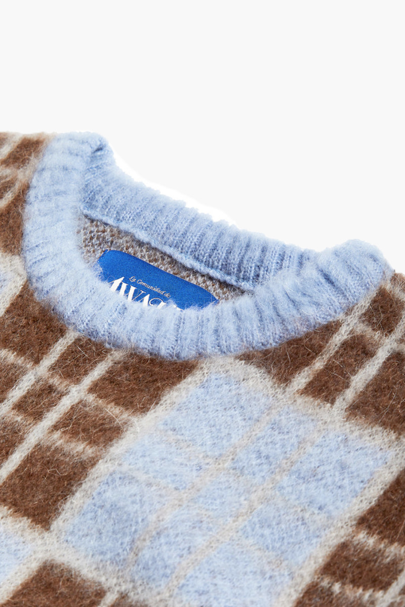 Checkered mohair sweater Blue