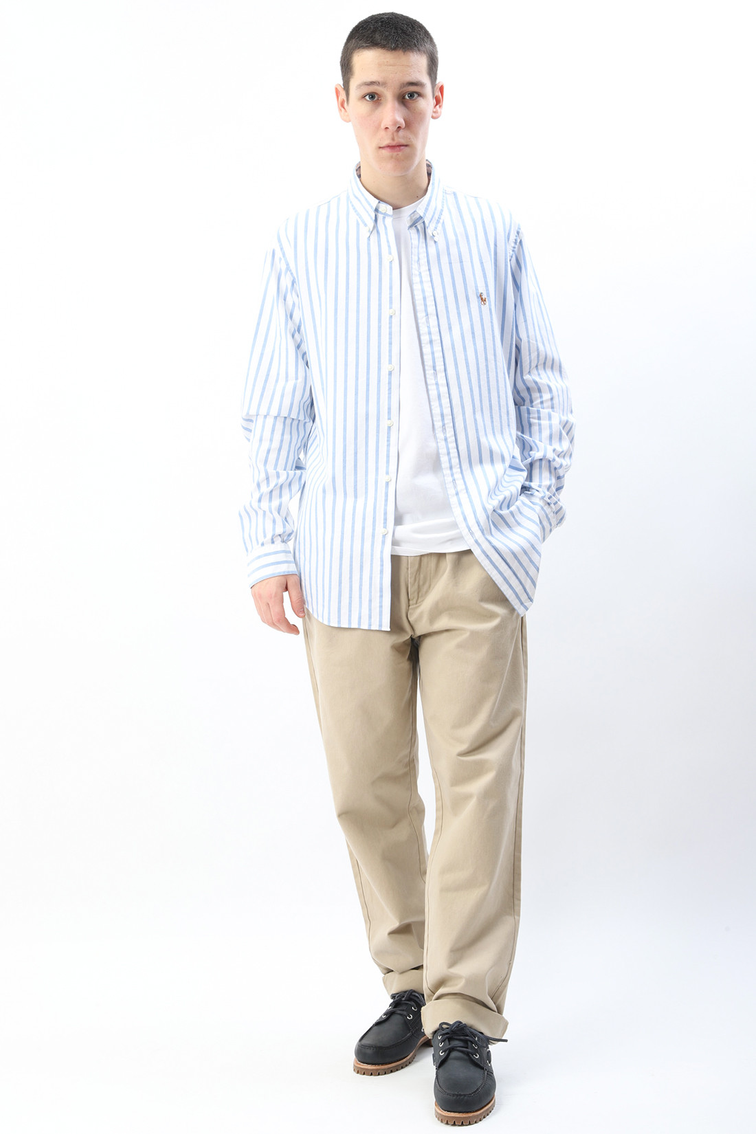 Custom fit stripe shirt Blue/white