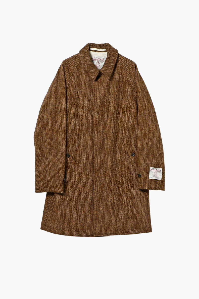Beams plus Balmacaan coat harris tweed 26 lt brown - GRADUATE STORE