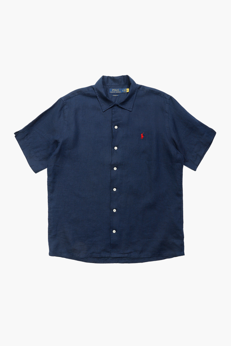 Classic fit s/s shirt linen Navy
