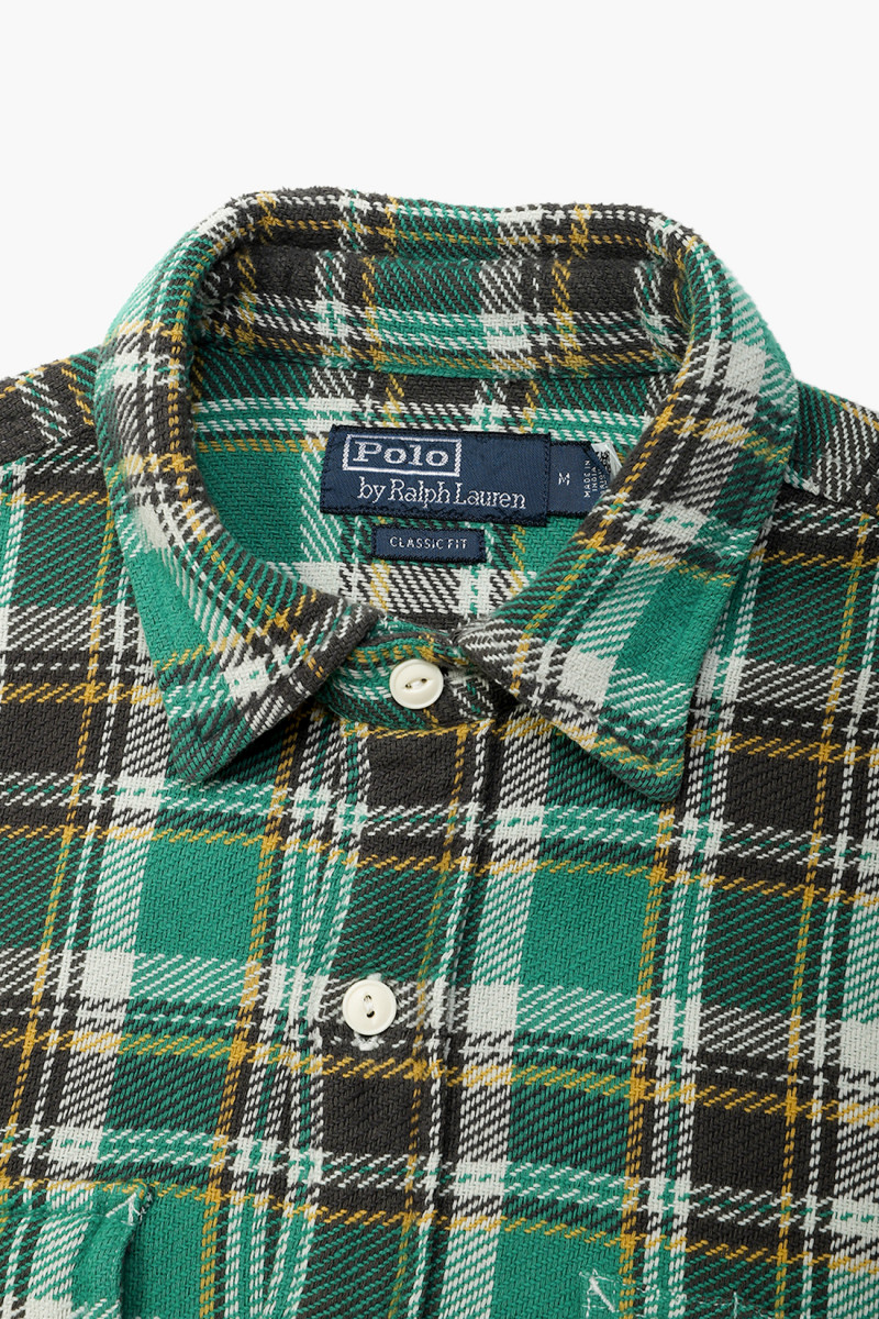 Polo ralph lauren Classic fit flannel work shirt Green multi - ...