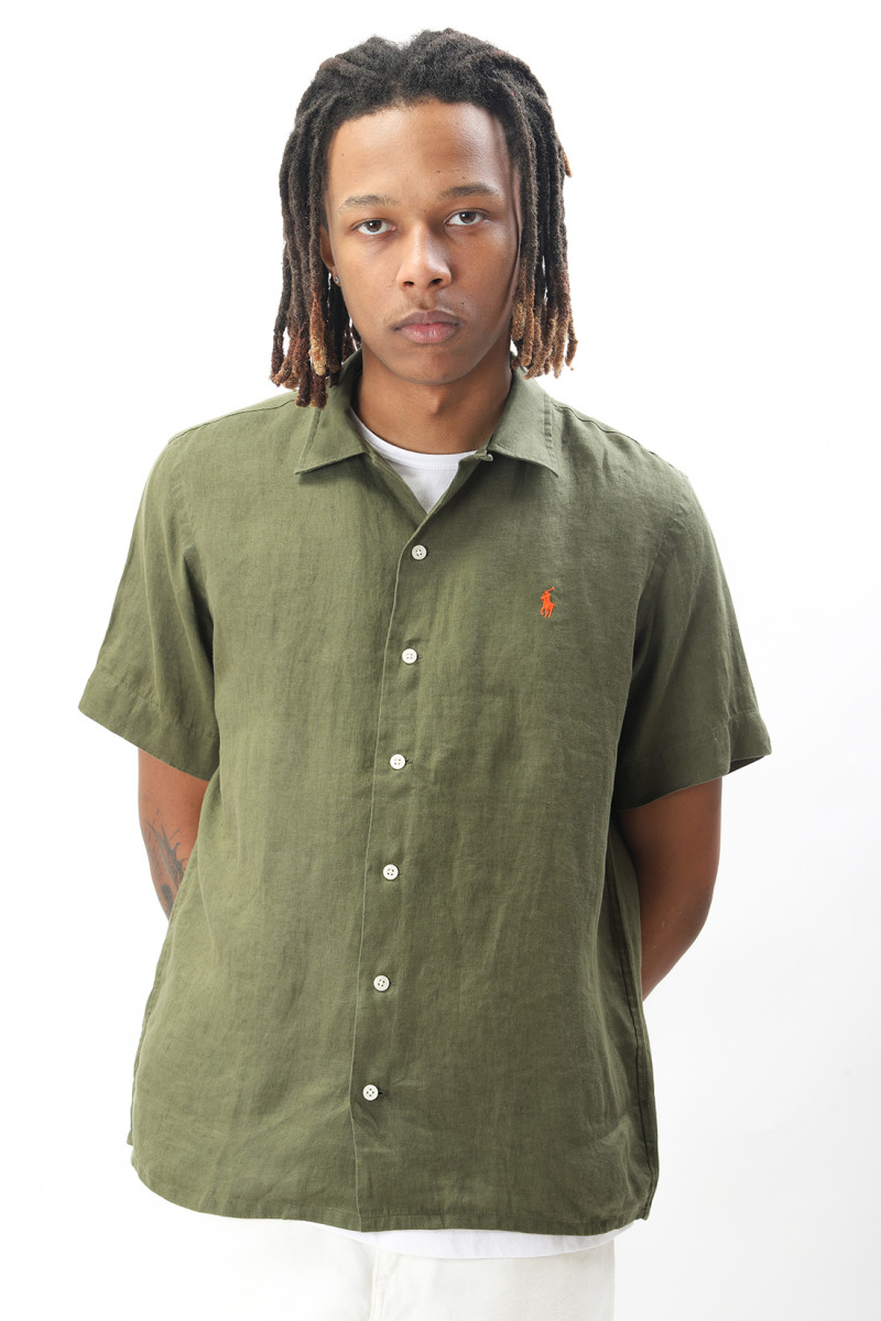 Classic fit s/s shirt linen Green