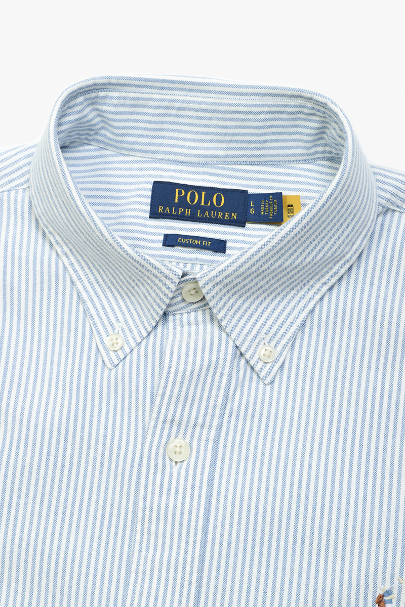 Custom fit oxford stripe shirt Blue/white