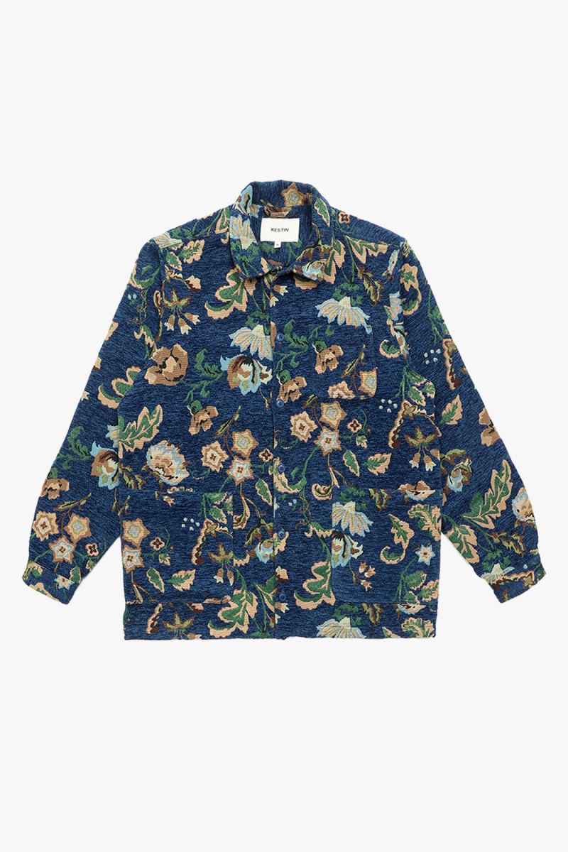 Kestin Ormiston shirt jacket Royal blue jacquard - GRADUATE STORE