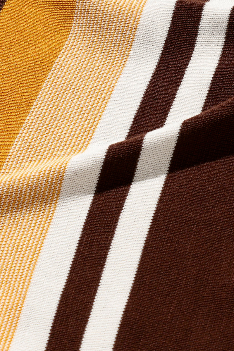 Knit polo stripe 12g Brown