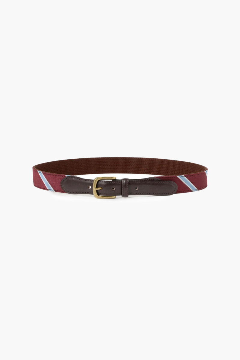 Beams plus Leather tab ribbon belt Burgundy - GRADUATE STORE