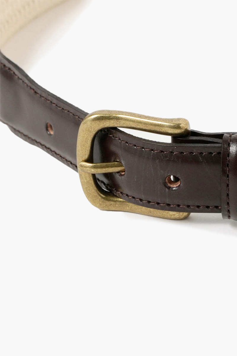 Leather tab cotton belt White