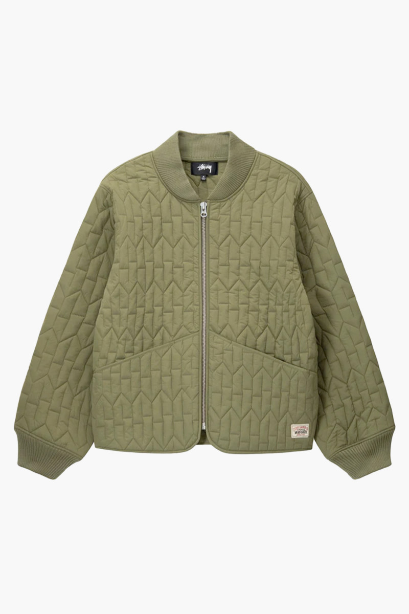 Stussy S quilted liner jacket Olive - GRADUATE STORE