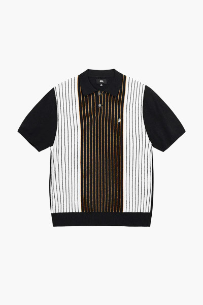 Stussy Textured ss polo sweater Black stripe - GRADUATE STORE