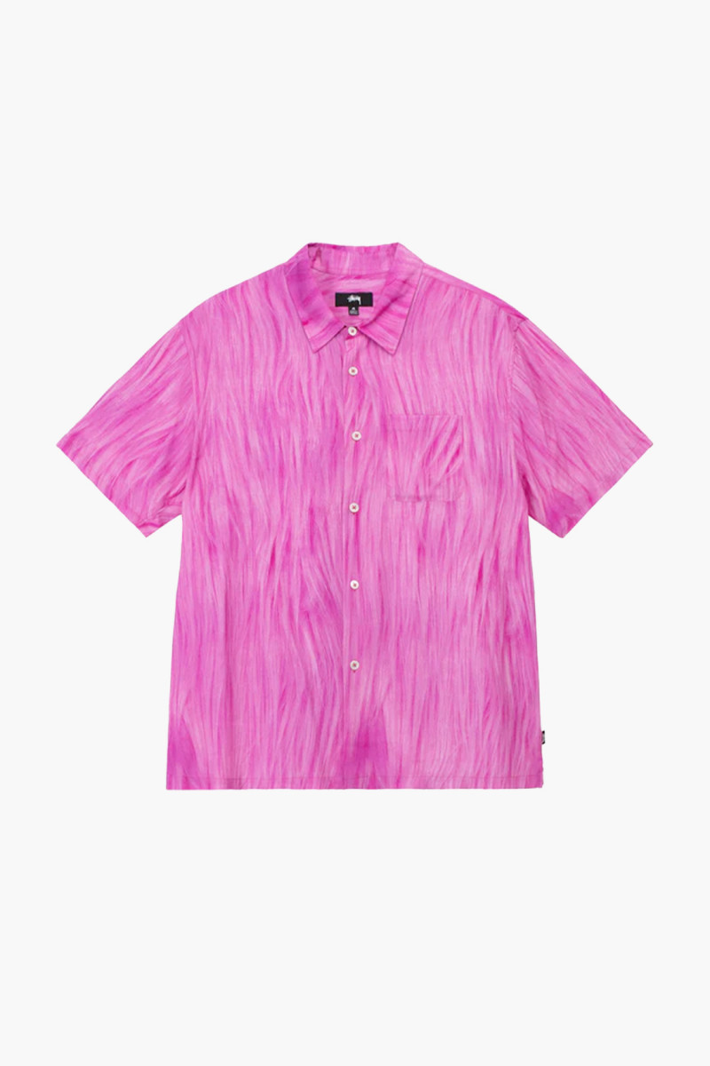 Stussy Fur print shirt Pink - GRADUATE STORE