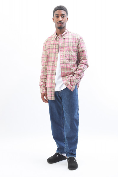 Pink archive madras ls shirt Pink