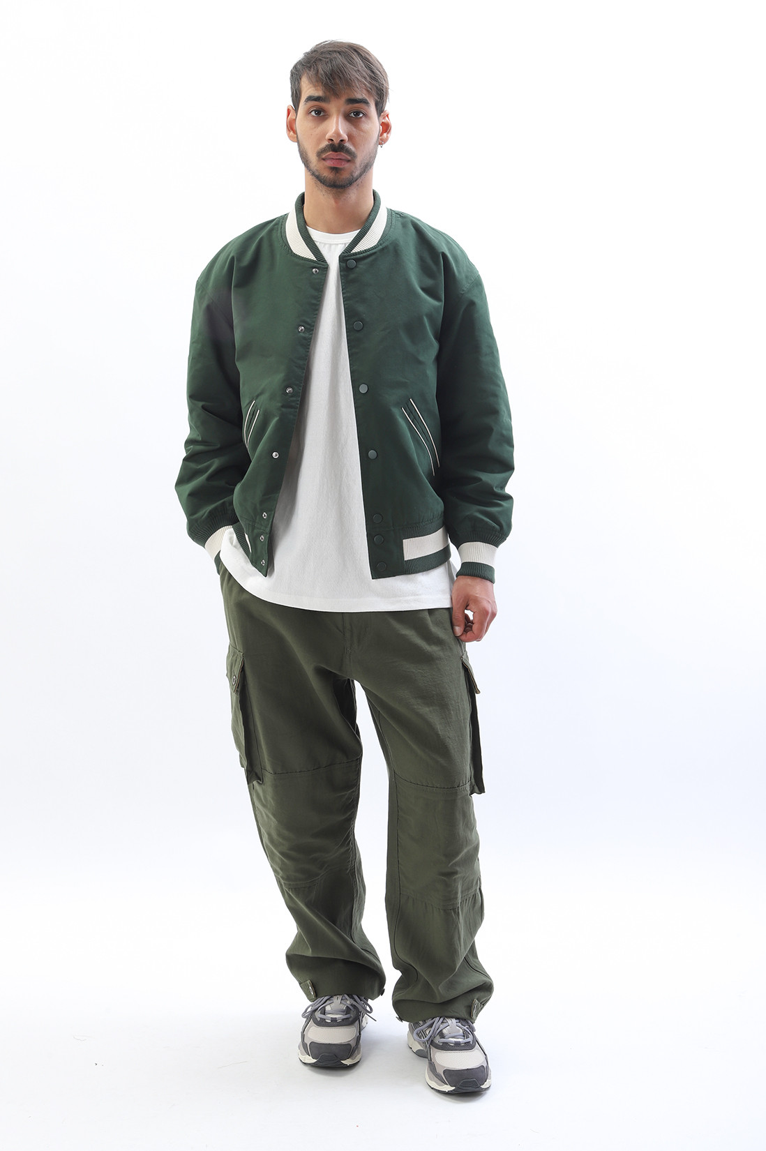 varsity jacket olive green