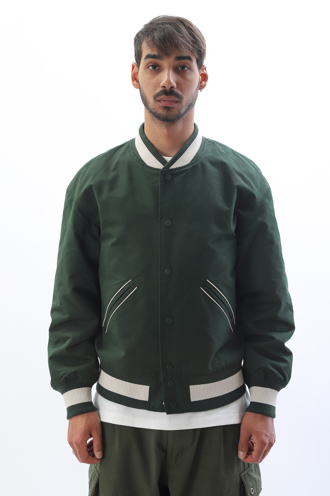 Frizmworks Cavalry twill varsity jacket Forest green - GRADUATE