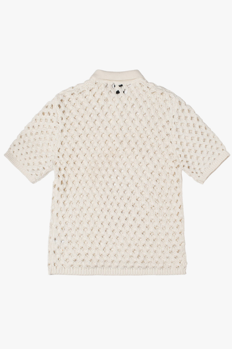 Big mesh polo sweater Ivory