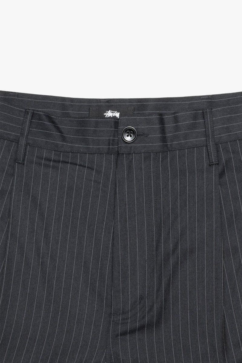 Stripe volume pleated trouser Black
