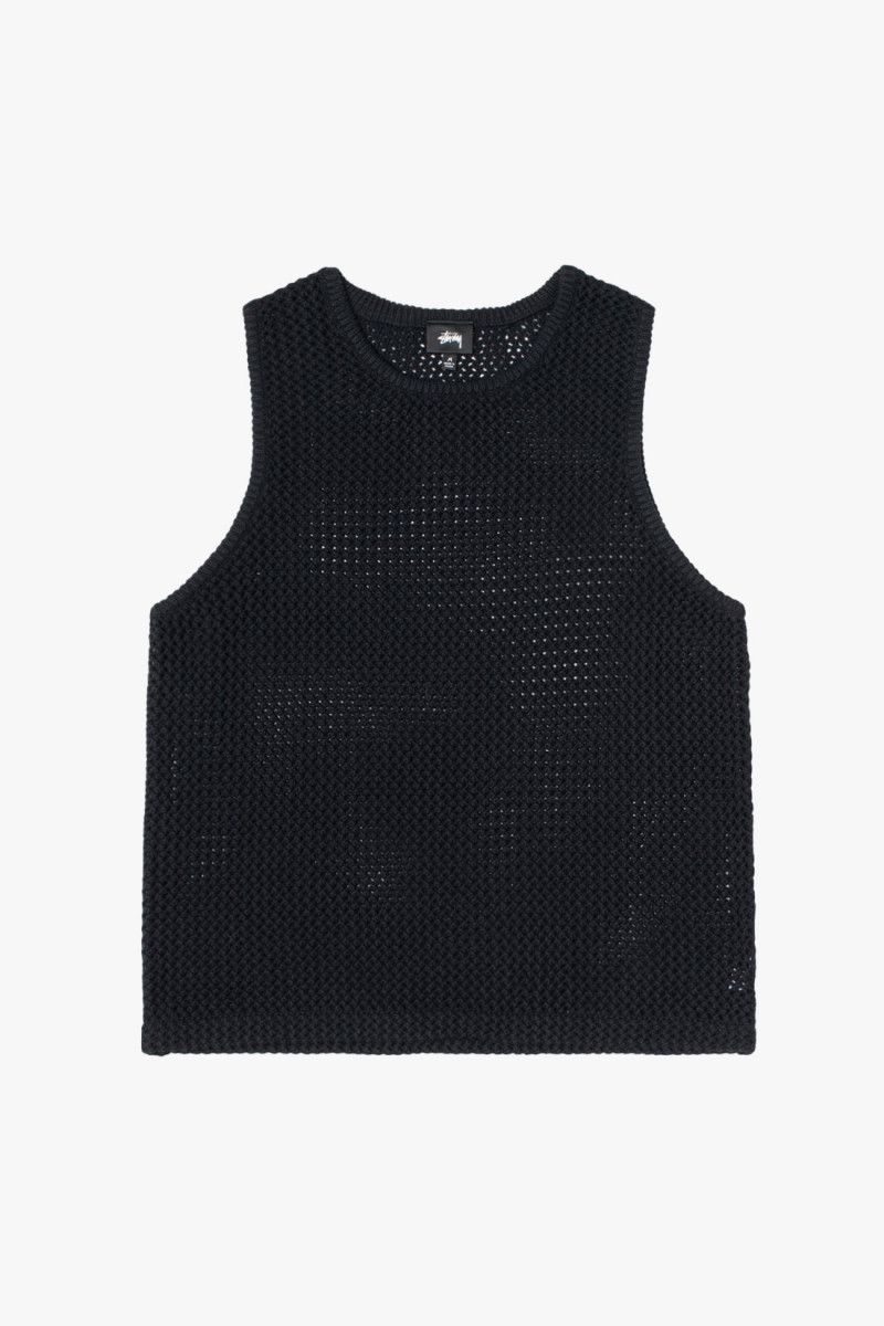 O'dyed mesh tank Solid black