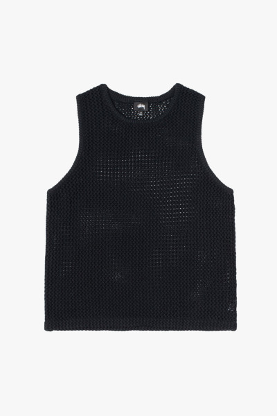 Stussy O'dyed mesh tank Solid black - GRADUATE STORE