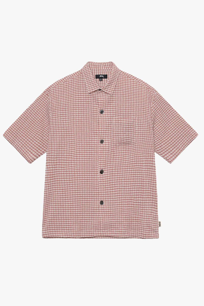 Wrinkly gingham ss shirt Dusty rose