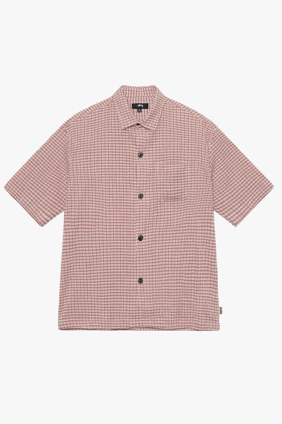 Stussy Wrinkly gingham ss shirt Dusty rose - GRADUATE STORE