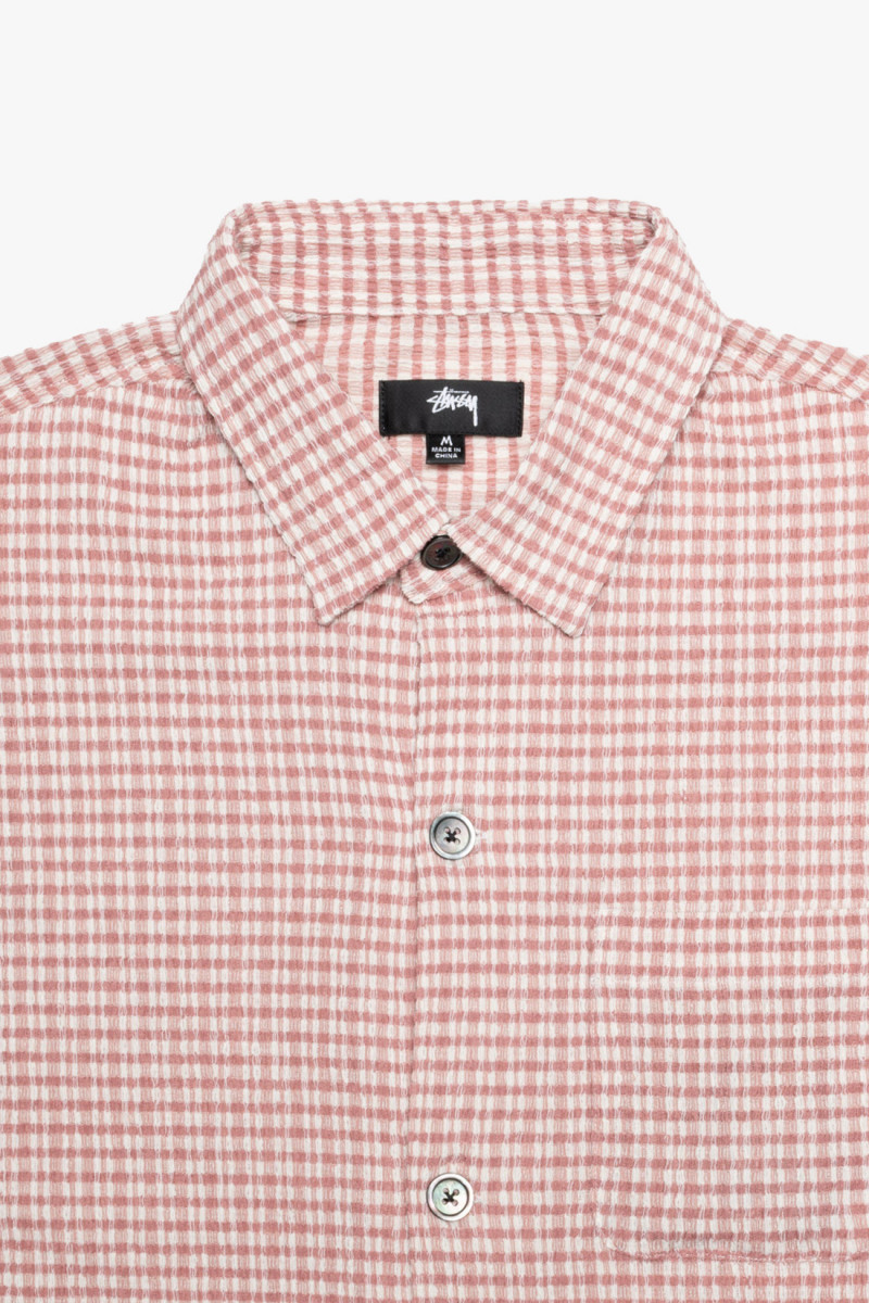 Wrinkly gingham ss shirt Dusty rose