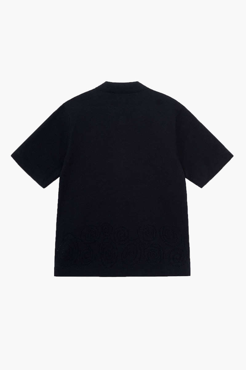 Perforated swirl knit shirt Black