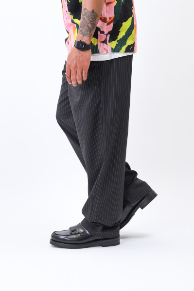 Stussy Stripe volume pleated trouser Black - GRADUATE STORE