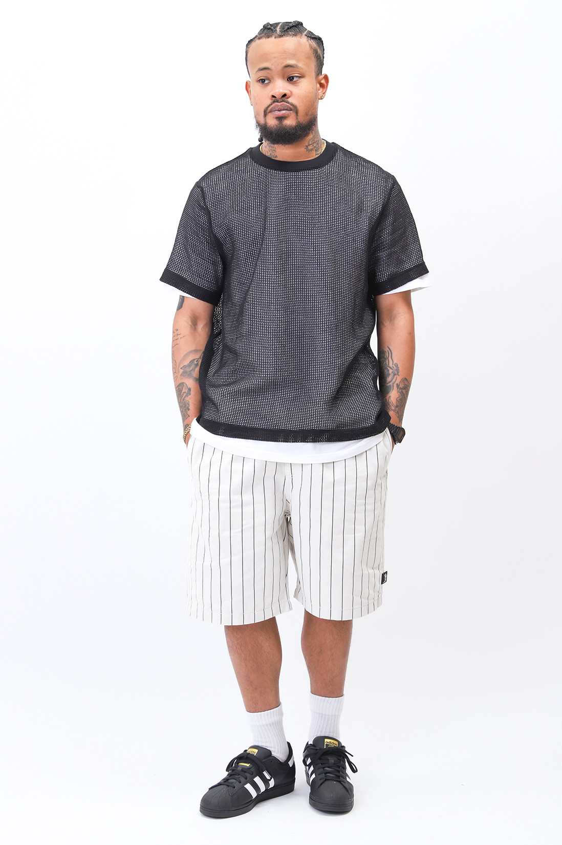 Stussy Cotton mesh ss crew Black - GRADUATE STORE