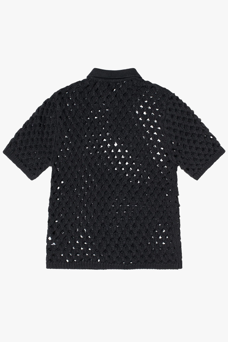 Big mesh polo sweater Black