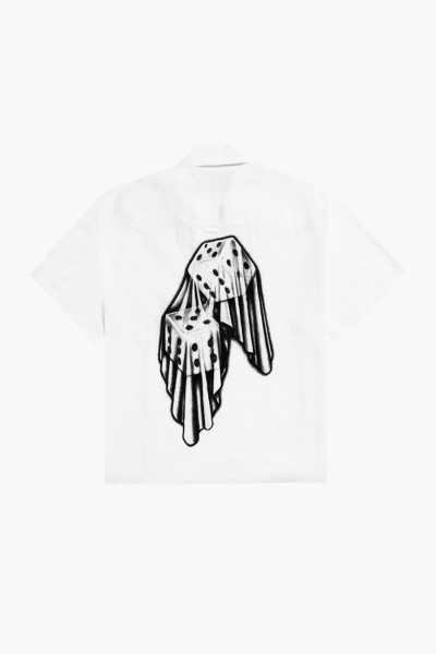 Awake ny Dice printed rayon camp shirt White - GRADUATE STORE
