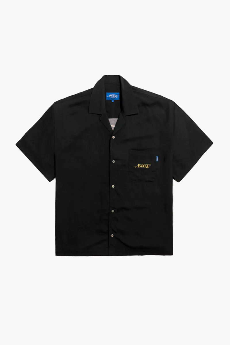 Dice printed rayon camp shirt Black