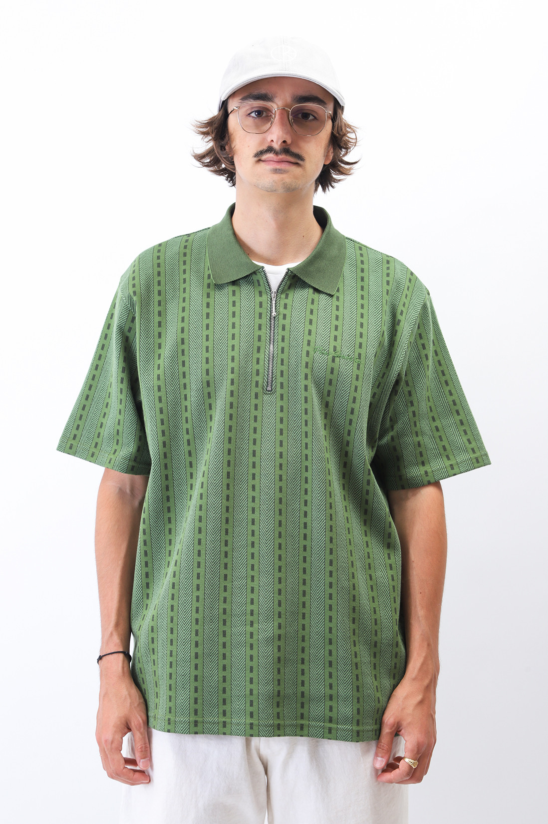 Polar skate co. Road zip polo shirt Dark green - GRADUATE STORE | EN