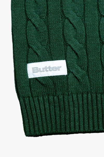 Butter goods Cable knit vest Forest - GRADUATE STORE