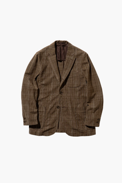 Beams plus 3b comfort jacket linen check Brown - GRADUATE STORE