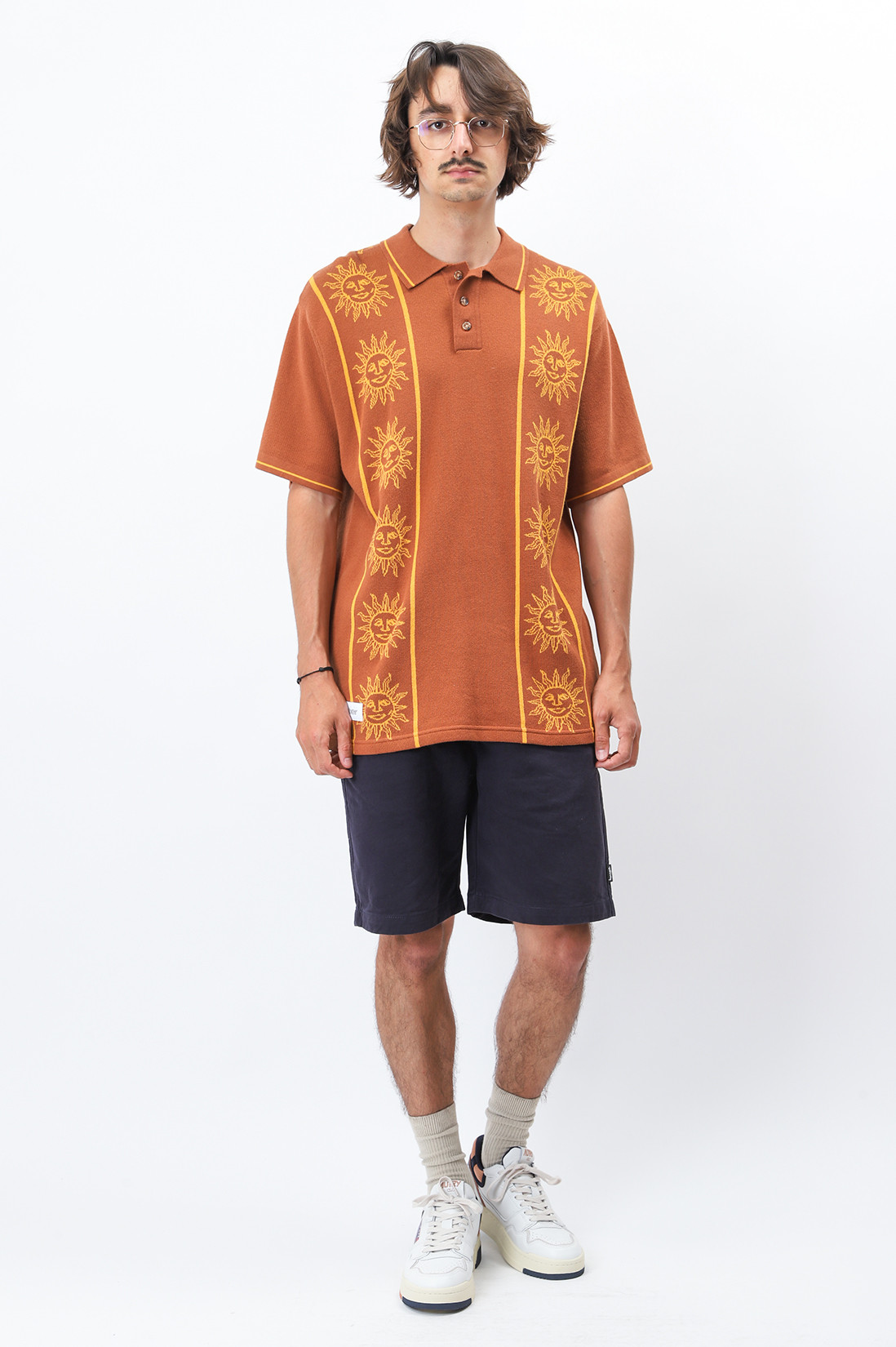 Solar knit s/s shirt Brown