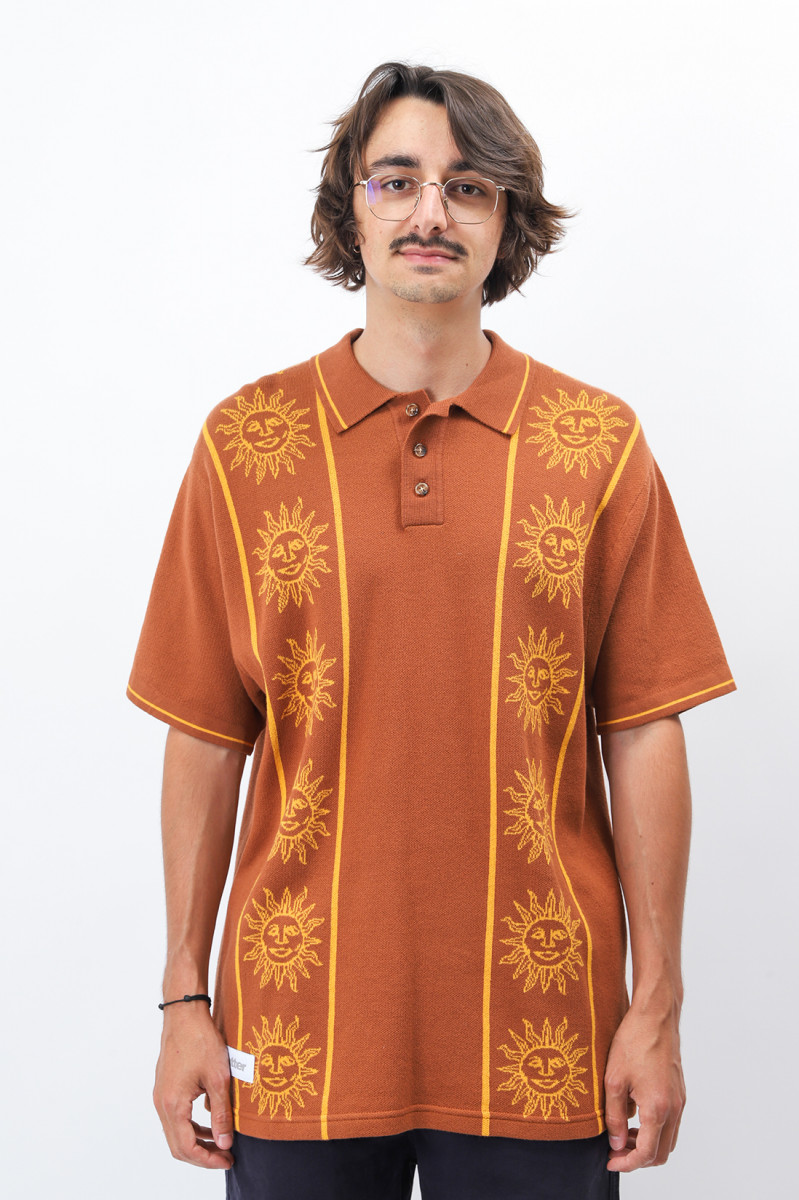 Solar knit s/s shirt Brown