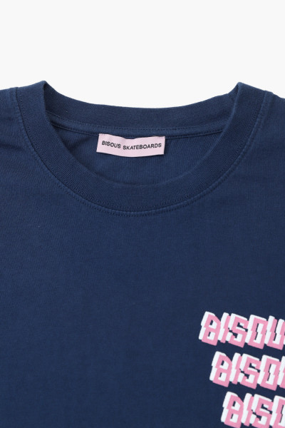 Bisous skateboards T-shirt bisous x3 Navy - GRADUATE STORE