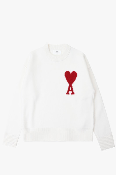 Ami Red ami de coeur sweater Ecru / rouge - GRADUATE STORE