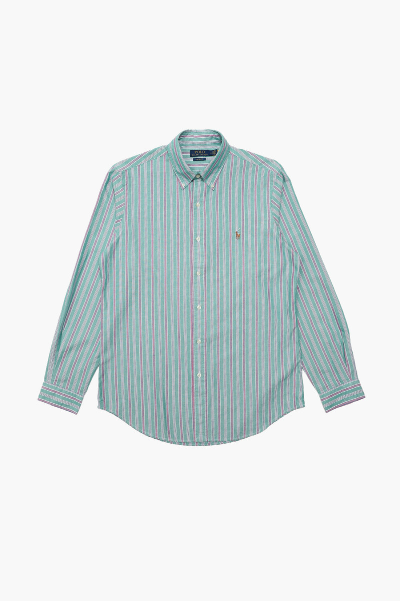 Custom fit oxford stripe shirt Green/pink multi