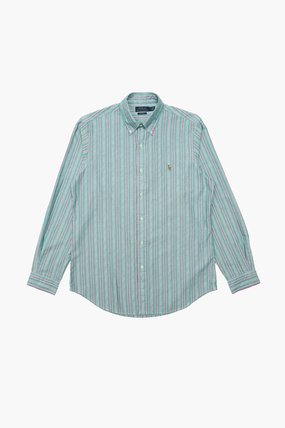 green and blue striped shirt