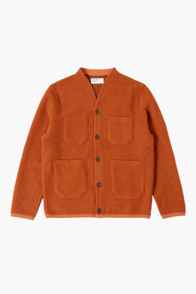 Universal works Cardigan wool fleece Orange - GRADUATE STORE