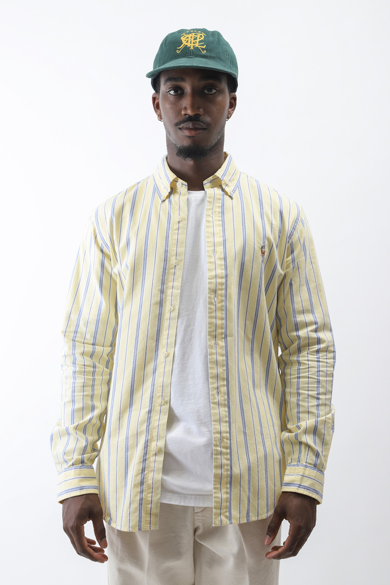 Custom fit oxford stripe shirt Yellow/blue